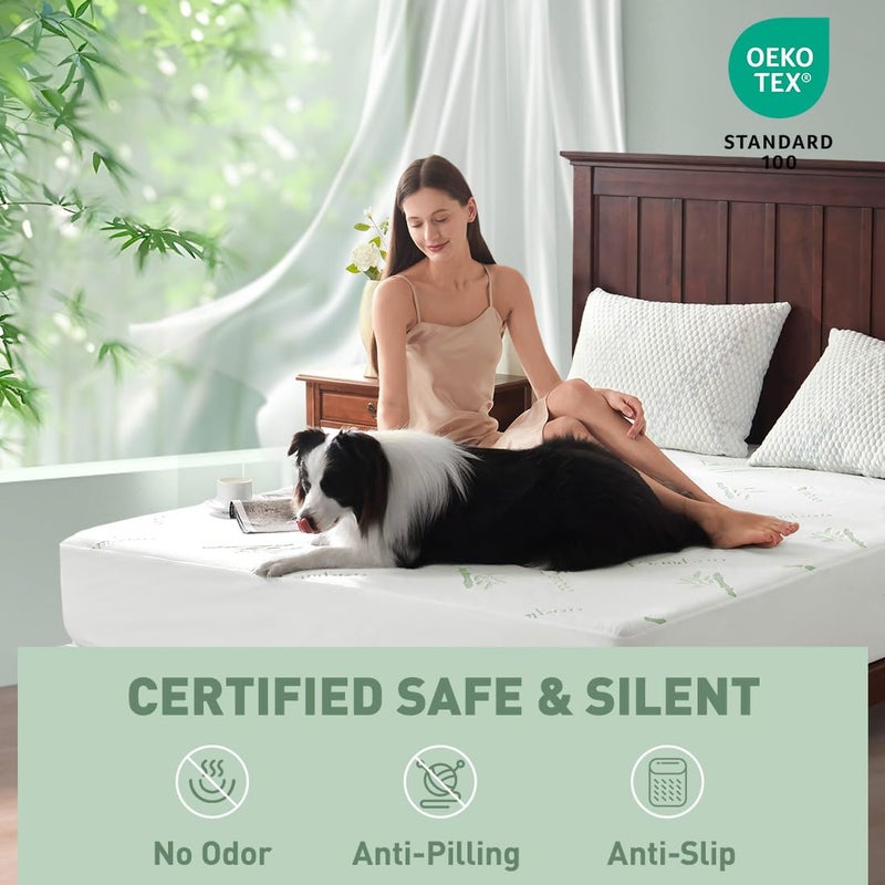 Flippeddream Cooling Queen Mattress Protector-100% Waterproof & Noiseless Rayon Fiber Mattress Cover (60" x 80") Size Bed Soft, Breathable, Guards Against Spills Matterss Pad - Pockets Up to 21â€³ - Image 2