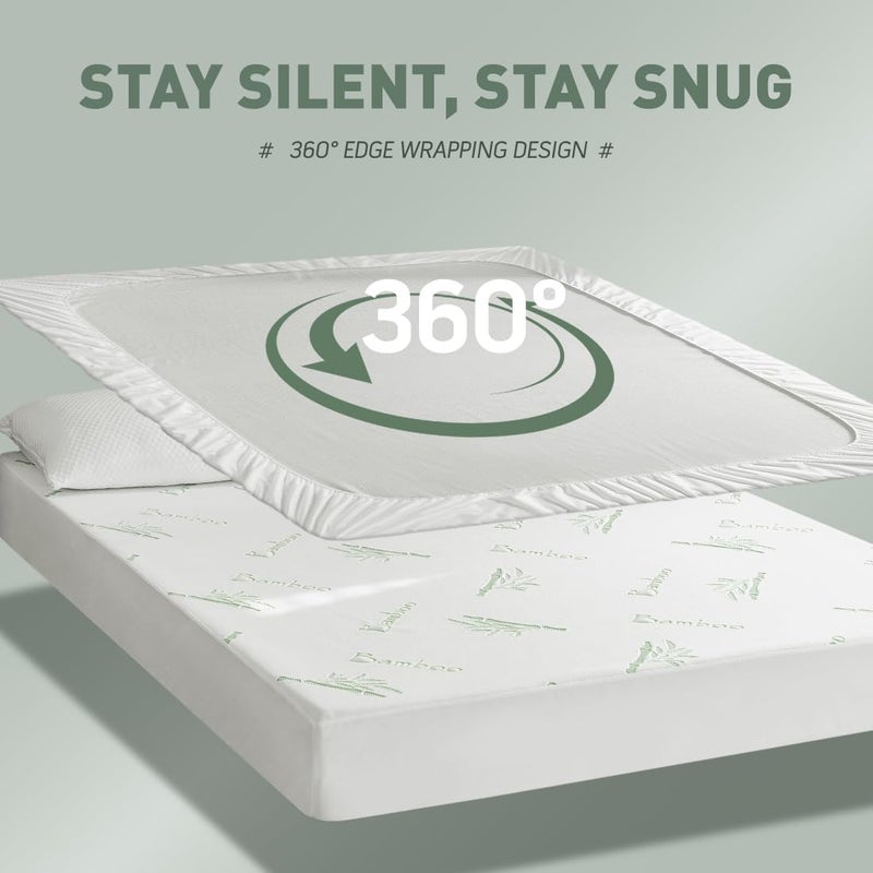 Flippeddream Cooling Queen Mattress Protector-100% Waterproof & Noiseless Rayon Fiber Mattress Cover (60" x 80") Size Bed Soft, Breathable, Guards Against Spills Matterss Pad - Pockets Up to 21â€³ - Image 5