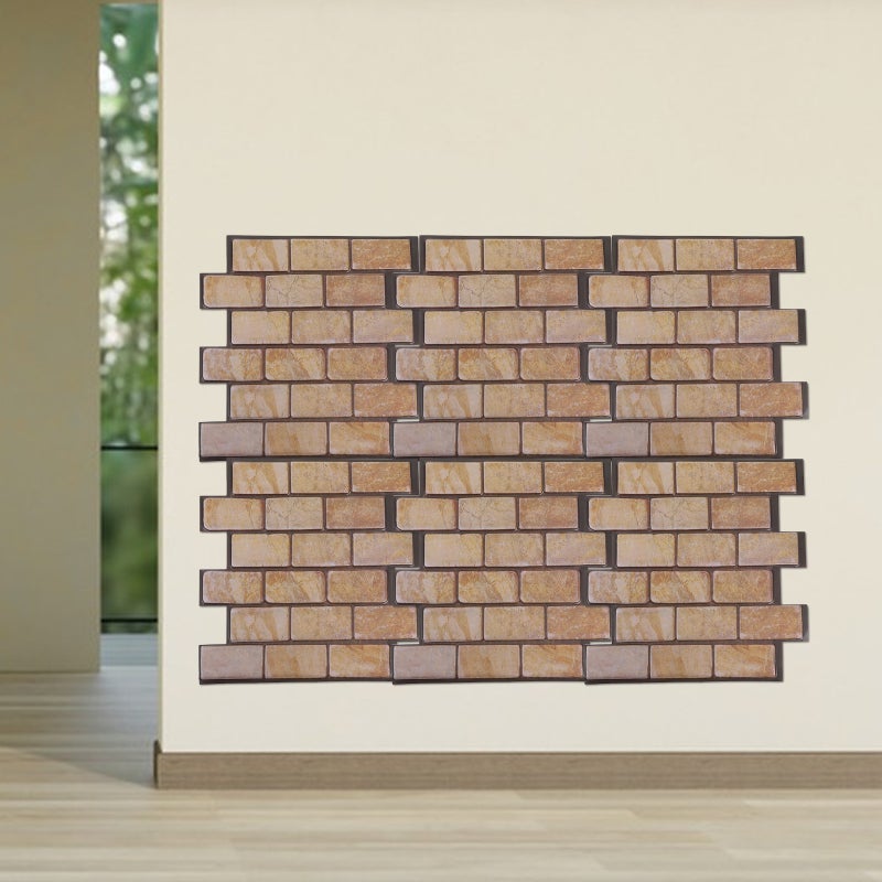 6pcs Peel And Stick Brick Wallpaper Self Adhesive Wall Covering For Kitchen Backsplash Bathroom Living Room Bedroom Brown 11.79x11.79in - Image 4