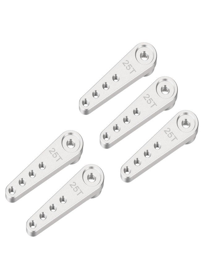 MECCANIXITY 5 Pcs Aluminum Servo Horn Long 25T Steering Arm 37mm Length Silver Suitable for DIY RC Car/Boat/AirplanesBoat Model Accessories - Image 1