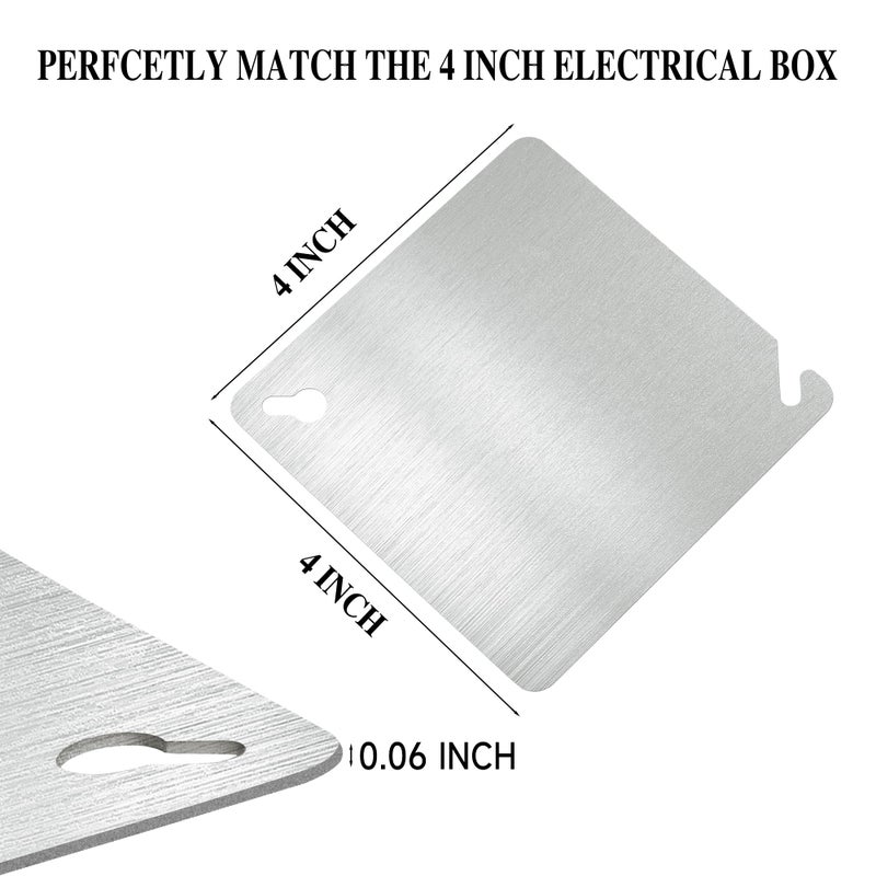 Laowu 4X4 Metal Electrical Box Cover Plates 4 Pcs Electric Junction Box Cover Plate Square Flat Blank Electric Box Panel Cover 4 Inch Galvanized Steel Metal Corrosive Resistant Cover For Electrical Boxes - Image 3