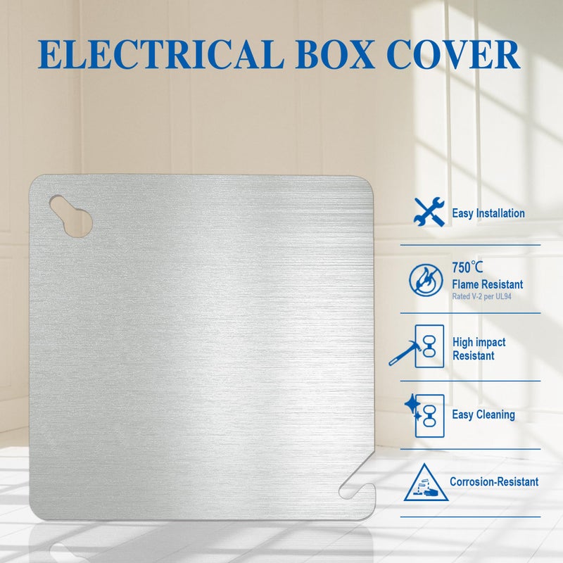 Laowu 4X4 Metal Electrical Box Cover Plates 4 Pcs Electric Junction Box Cover Plate Square Flat Blank Electric Box Panel Cover 4 Inch Galvanized Steel Metal Corrosive Resistant Cover For Electrical Boxes - Image 2