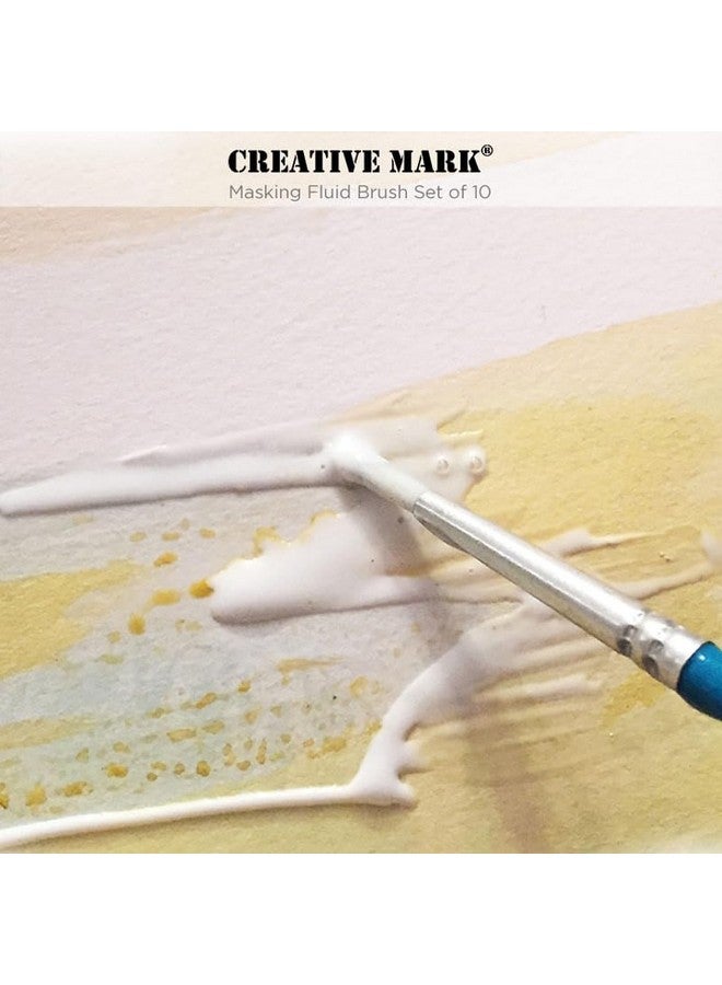 كرييتف مارك فرش طلاء سائلة من كريتيف مارك (مجموعة من 10 قطع) - فرش ألوان مائية تحتوي على شعر صناعي بمقابض خشبية قصيرة - Image 4