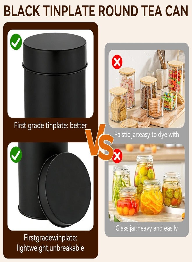 Frdhee Metal Tea Tin Canister with Airtight Double Lids, 16 oz Round Tin Can Small Canister Storage Container Box with Double Sealed Lid for Loose Tea Coffee Sugar Candy Herbs Spices (12PCS Black Tea Tin) - Image 4