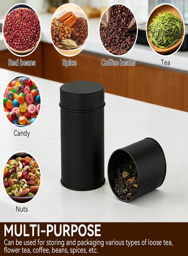 Frdhee Metal Tea Tin Canister with Airtight Double Lids, 16 oz Round Tin Can Small Canister Storage Container Box with Double Sealed Lid for Loose Tea Coffee Sugar Candy Herbs Spices (12PCS Black Tea Tin) - Image 5