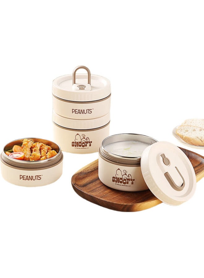 Snoopy Multi-Layer Insulated Lunch Box, Office Worker'S Lunch Box, Insulated Food Container For Men And Women, Student Lunch Box, Insulated Bucket, 4-Layer - Image 1