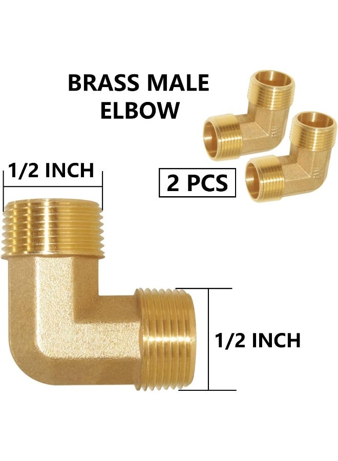 Royal Apex 2Pcs Set Brass Multi Purpose Hose Fittings With Bsp Thread For Plumbing Gas Hot Water Pipe Connector Pneumatic Etc Male Elbow 1/2 Inch - Image 2
