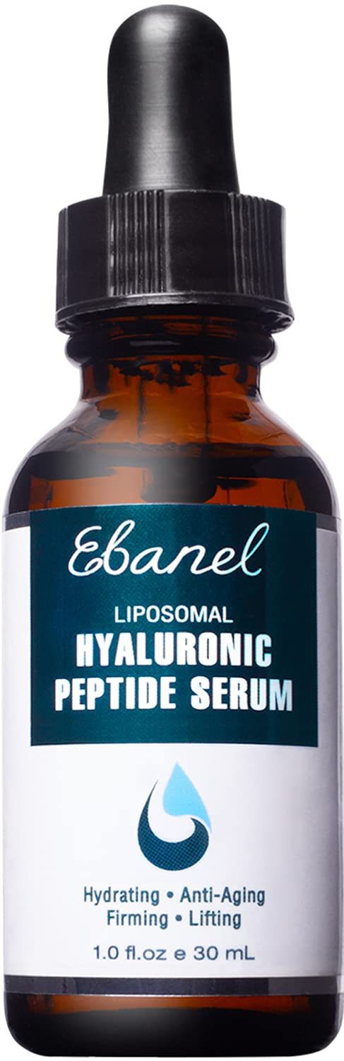 Ebanel Hyaluronic Acid Serum for Face with Peptides Deep Hydrating Anti Aging Serum Visibly Plump Firm  Smooth Skin Reduce Redness with Vitamin C E and B5 Niacinamide Aloe Jojoba Oil MSM