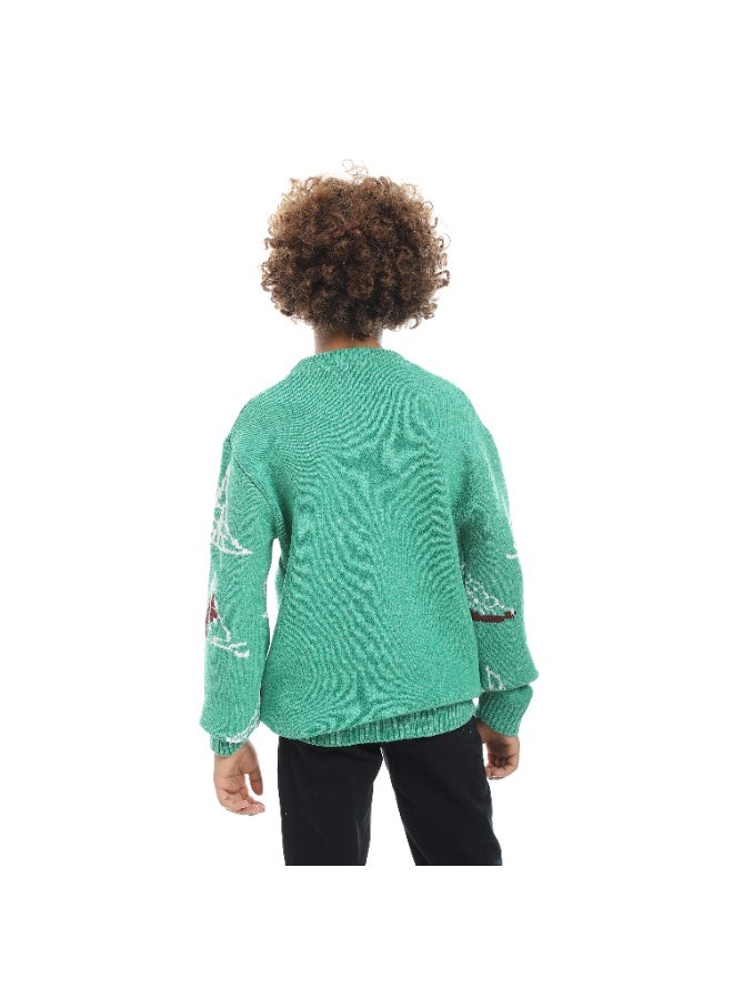 Caesar Boys' wool sweater with a sailboat print - Image 5