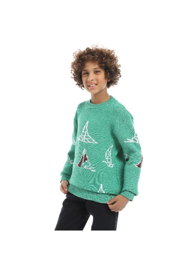 Caesar Boys' wool sweater with a sailboat print - Image 2