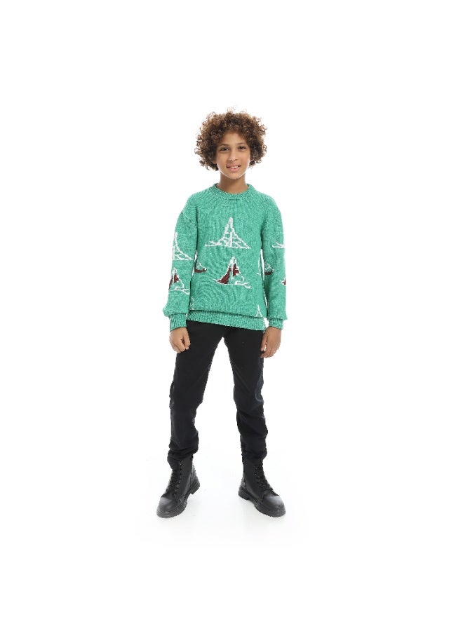 Caesar Boys' wool sweater with a sailboat print - Image 3