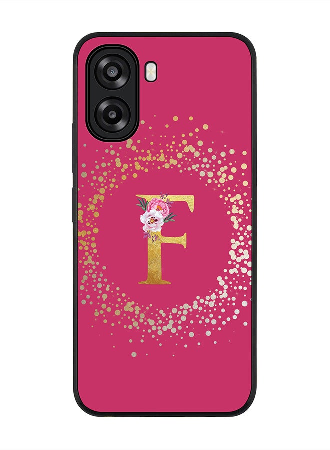 Stylizedd For Oppo A6x 5G / A6x 4G Case,Slim fit Camera Protection, Shockproof Thin Phone cover  - Custom Monogram Floral - F ( Deep Pink ) - Image 1