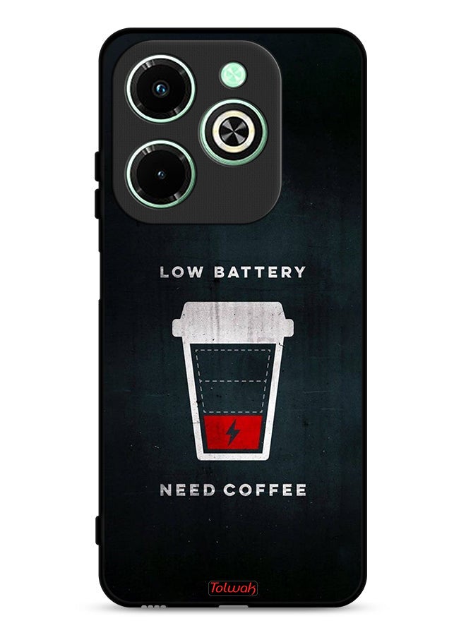 Tolwak Infinix Hot 40i 4G Protective Case Cover Low Battery Need Coffee - Image 1