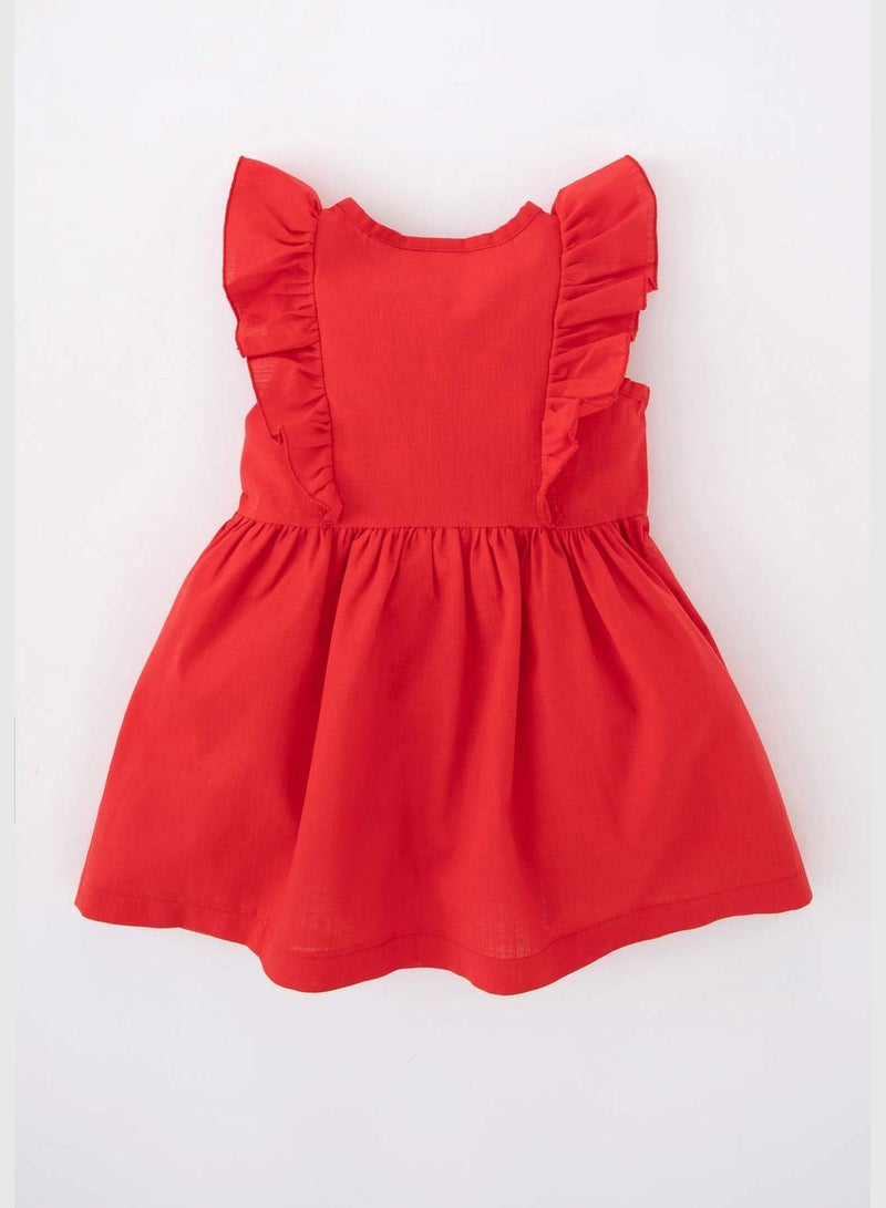 ديفاكتو فستان منسوج برقبة دراجة وأكمام قصيرة من BabyGirl - Image 4