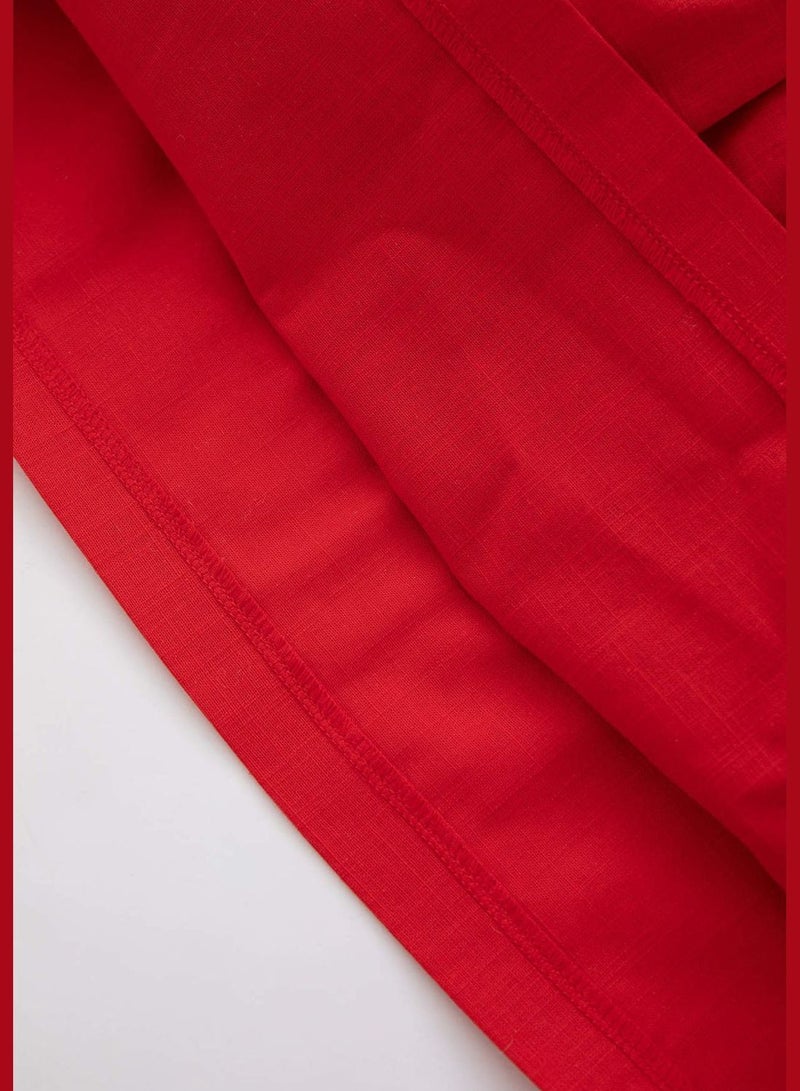 ديفاكتو فستان منسوج برقبة دراجة وأكمام قصيرة من BabyGirl - Image 3