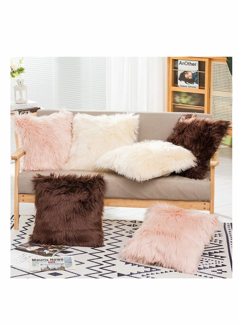 KASTWAVE Set of 2 Decorative Faux Fur Throw Pillow Covers, for Sofa Couch Chair Bed Cafe  - Image 3