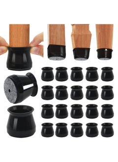 Black - 20 Pieces Chair Leg Floor Protectors Chair Leg Protectors for Hardwood Floors Silicone Pads Covers Protect Floors (Universal Large Size 1.3" - 2")