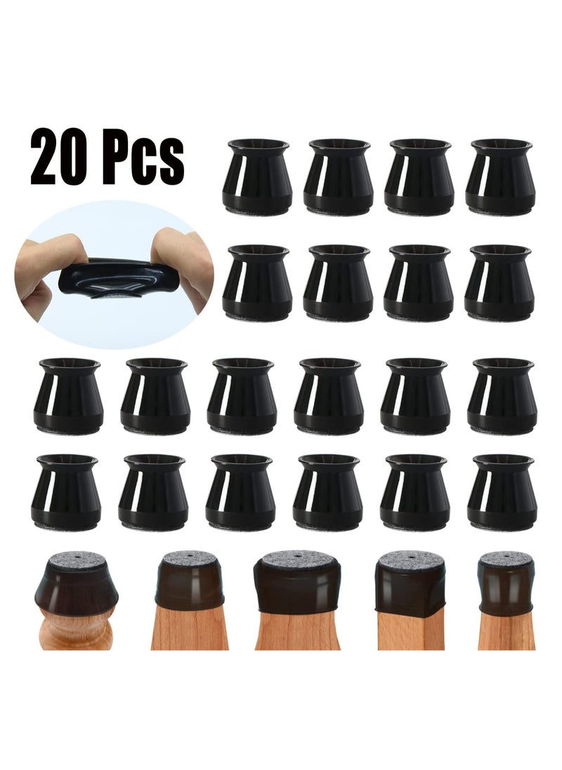 Generic - Black - 20 Pieces Chair Leg Floor Protectors Chair Leg Protectors for Hardwood Floors Silicone Pads Covers Protect Floors (Universal Large Size 1.3" - 2") - Image 1
