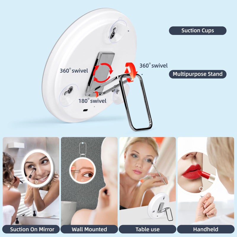 saiggnyy 6 30 × مرآة مكبرة قوية للمكياج المفصل عن قرب للمرآة المكبرة للمسنين LED مع مرآة مكياج عالية التحديث مع الأضواء مع مقص الأضواء هدايا للنساء من أجلها - Image 4