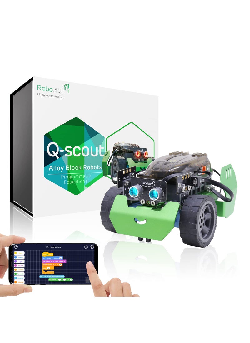 Robobloq Robobloq Q-Scout STEM Projects for Kids Ages 8-12, Coding Robot, Learn Robotics, Electronics and Programming Based on Scratch, Arduino and Python, Learning & Education Toys, Gifts for Boys and Girls  - Image 1