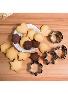 Oblivion Oblivion Cookie Cutter | 12 Piece | Stainless Steel | Biscuit Cake Vegetable Fruit Cutters | Molds for Baking | Hearts Flowers, Stars, Round, Shape Fondant Cutting Cutter | Silver | 4 Shapes 3 Sizes  - Image 3