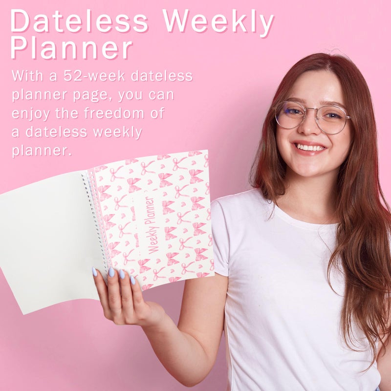 Marspark Pink Bow Weekly To Do List Notepad 8.5 x 11 Inch Weekly Desk Planner with 52 Tear off Sheets Undated Calendar Organizing Habit Tracker, Goals & Schedules for Home School and Work - Image 4