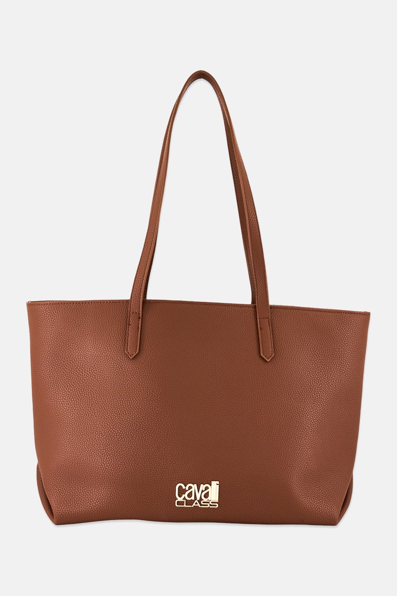 Cavalli Class Women Brand Logo Totes Bag, Brown - Image 1