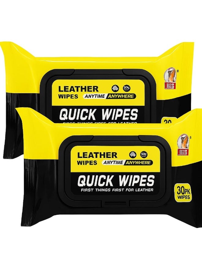 MXM Leather Shoe Cleaning Wipes, 2-Packs (60pcs), Professional Travel Disposable Deep Cleaning Solution for Leather products & Restore Shine for Car Interiors, Shoes, Bags, Jackets & Furniture (2 Pack) - Image 1