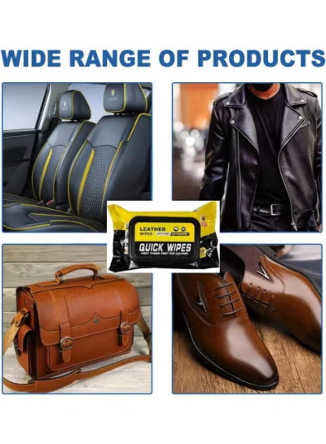 MXM Leather Shoe Cleaning Wipes, 2-Packs (60pcs), Professional Travel Disposable Deep Cleaning Solution for Leather products & Restore Shine for Car Interiors, Shoes, Bags, Jackets & Furniture (2 Pack) - Image 2