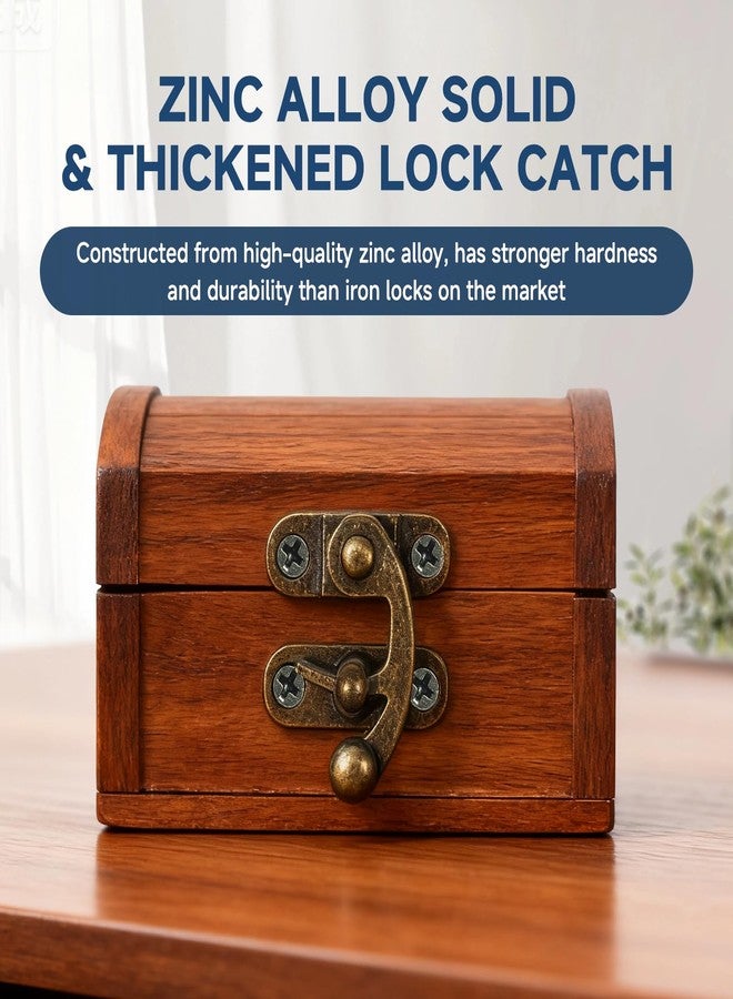 LEFTSTARER 24 Pieces Thickened Solid Hasp Latches Locks Hooks, Antique Vintage Decorative Hasp Latches with Screws for Jewelry Box Wooden Cabinet Door, Cat Door Gate, Zinc Alloy (Bronze-24pieces) - Image 4