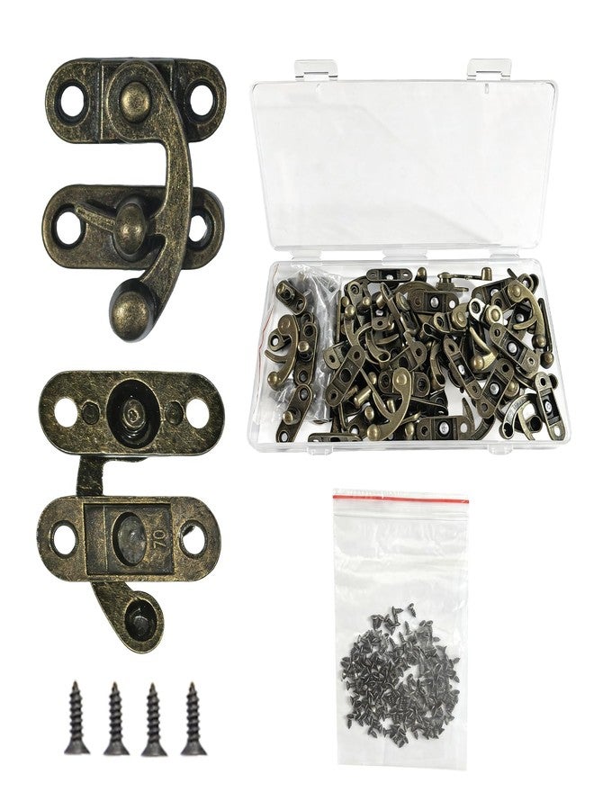 LEFTSTARER 24 Pieces Thickened Solid Hasp Latches Locks Hooks, Antique Vintage Decorative Hasp Latches with Screws for Jewelry Box Wooden Cabinet Door, Cat Door Gate, Zinc Alloy (Bronze-24pieces) - Image 1
