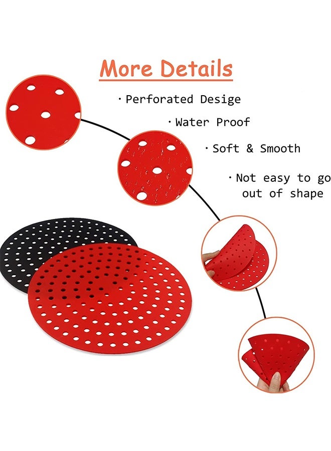 8 Inch Round Reusable Air Fryer Silicone Liners 2 Pack | Non-Stick Food Grade BPA Free | Heat Resistant Easy Clean Air Fryer Accessories - Image 5