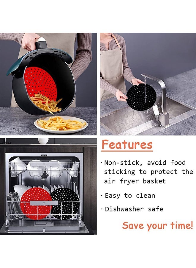 8 Inch Round Reusable Air Fryer Silicone Liners 2 Pack | Non-Stick Food Grade BPA Free | Heat Resistant Easy Clean Air Fryer Accessories - Image 3