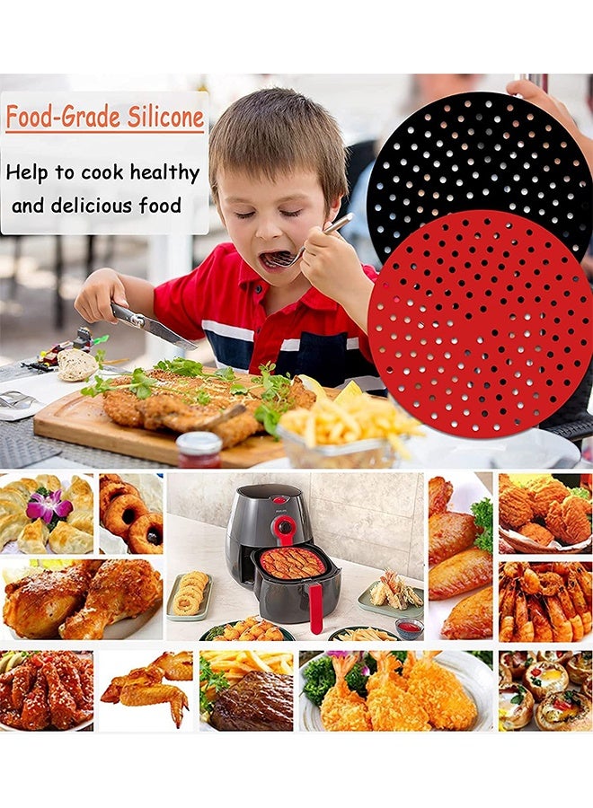 8 Inch Round Reusable Air Fryer Silicone Liners 2 Pack | Non-Stick Food Grade BPA Free | Heat Resistant Easy Clean Air Fryer Accessories - Image 4