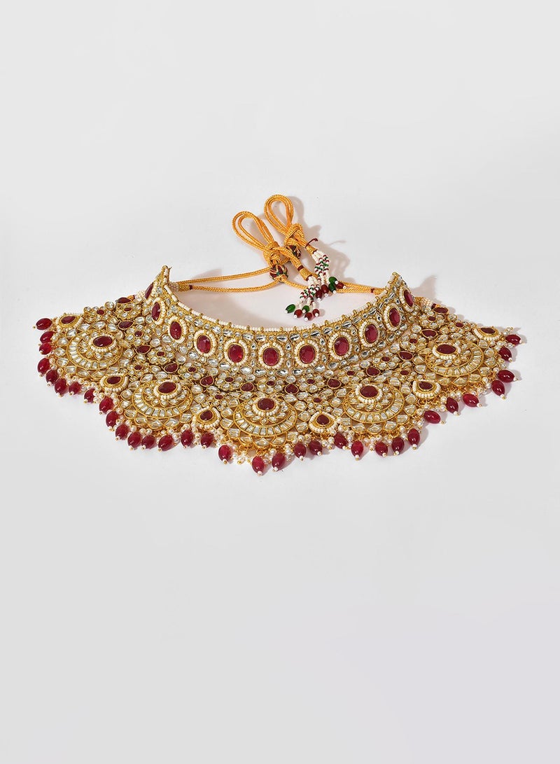 SOHI Stone-Studded & Beaded Artificial Jewellery Set - Image 3