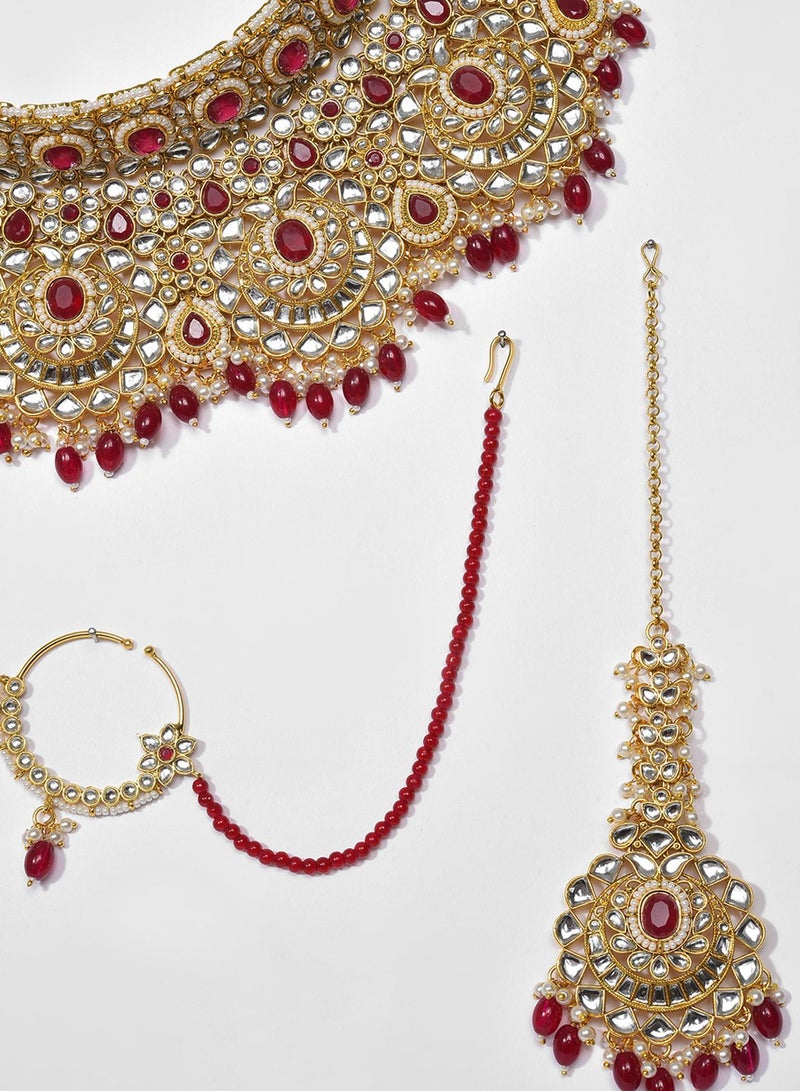 SOHI Stone-Studded & Beaded Artificial Jewellery Set - Image 5