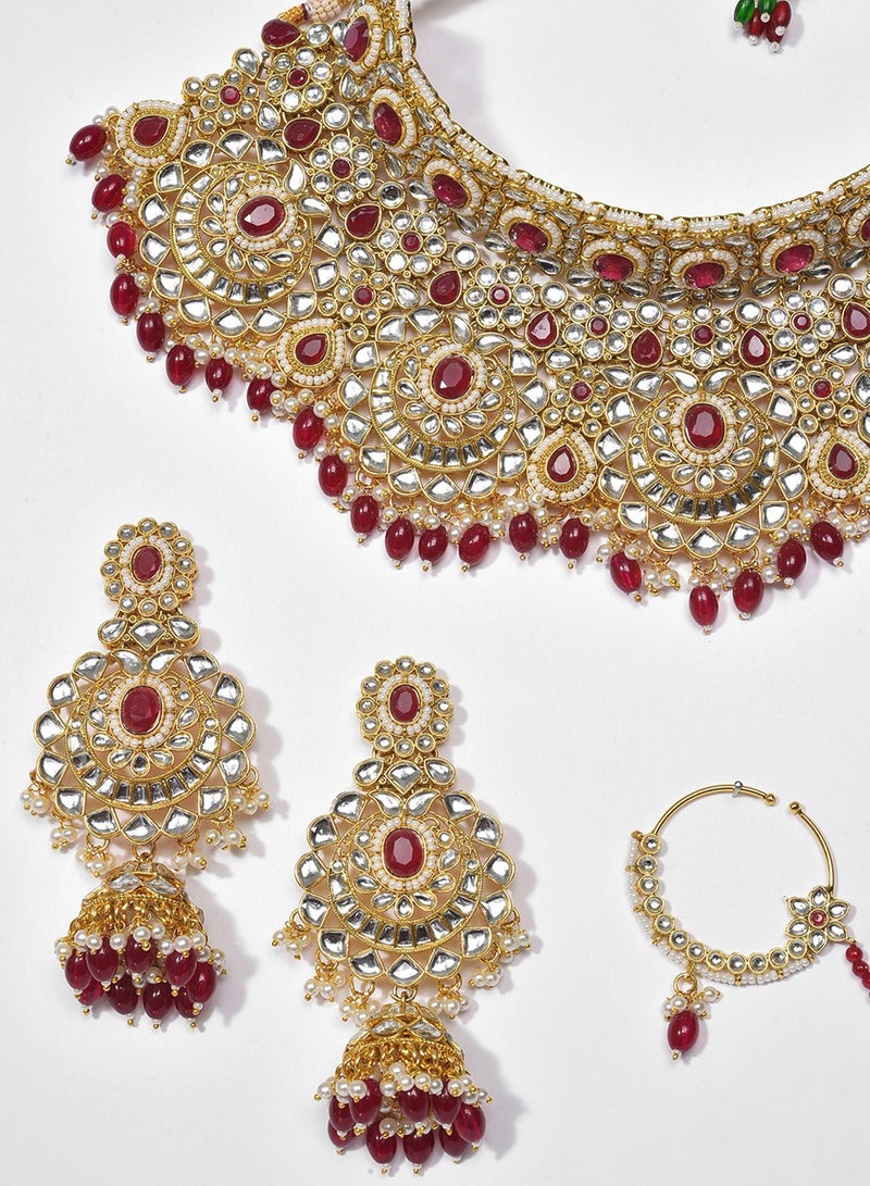 SOHI Stone-Studded & Beaded Artificial Jewellery Set - Image 4