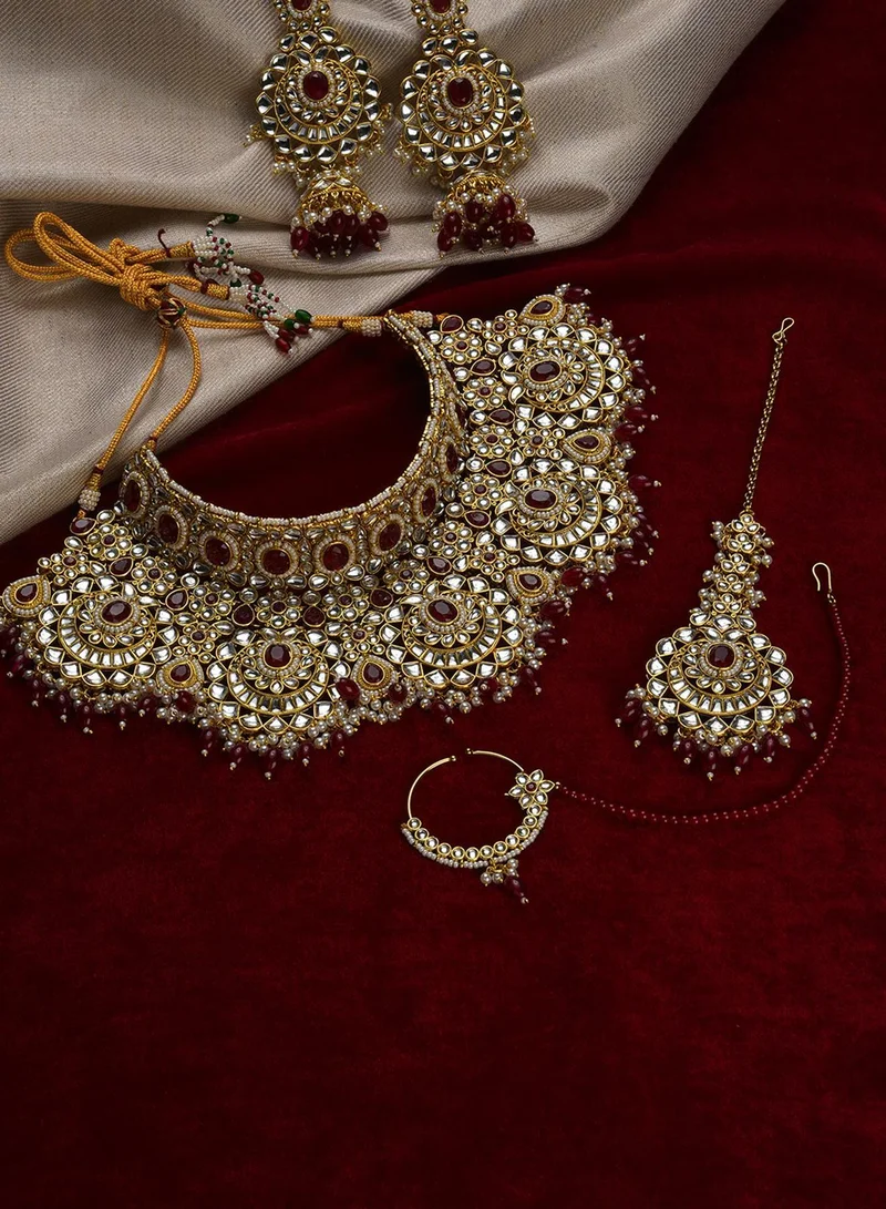 SOHI Stone-Studded & Beaded Artificial Jewellery Set