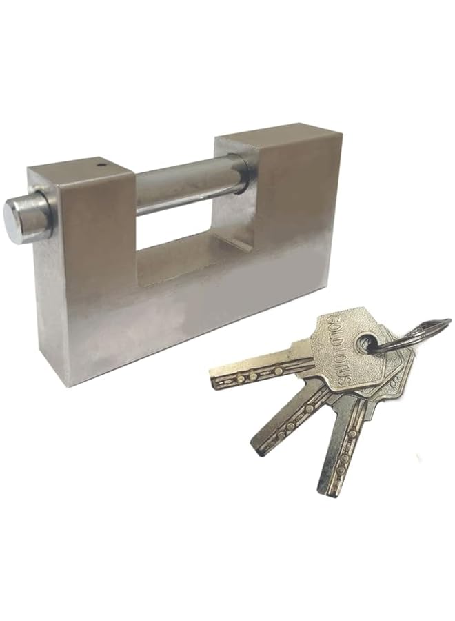 PROMASS PROMASS Heavy Duty 100mm Padlock with 3 Keys, Hardened Solid Steel Hardware Monoblock Lock, Container Padlock for Garages, Containers, Sheds, Shutters, Lockers, Gates and Warehouses.- Silver  - Image 4