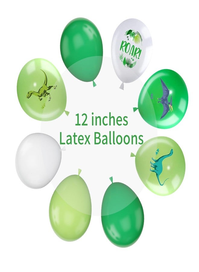 Biapian Dinosaur Balloons, 12 Inch Dino Printed Balloons Green White Lime Green Latex Balloons for Birthday Party Jungle Dinosaur Themed Decoration for Boys Birthday Party Baby Shower Supplies - Image 2