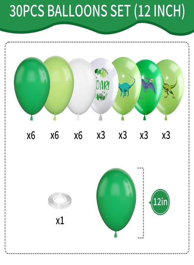 Biapian Dinosaur Balloons, 12 Inch Dino Printed Balloons Green White Lime Green Latex Balloons for Birthday Party Jungle Dinosaur Themed Decoration for Boys Birthday Party Baby Shower Supplies - Image 3