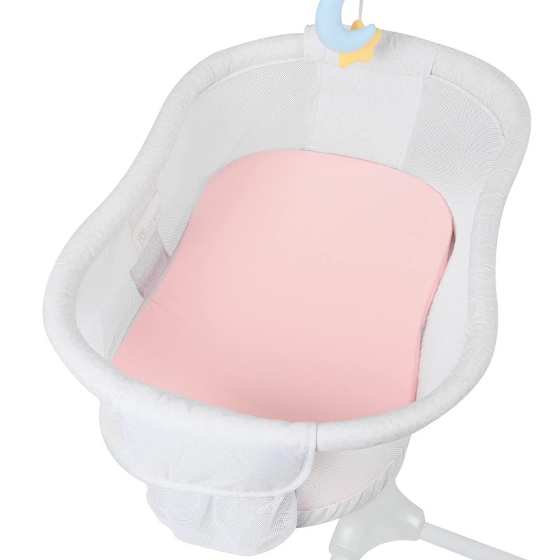 TILLYOU Baby Bassinet Sheets for Girls Boys, Fit for Hourglass Oval Rectangle Bassinet Mattress Sheets, 33â€X16â€, 2 Pack Gray and Pink - Image 4