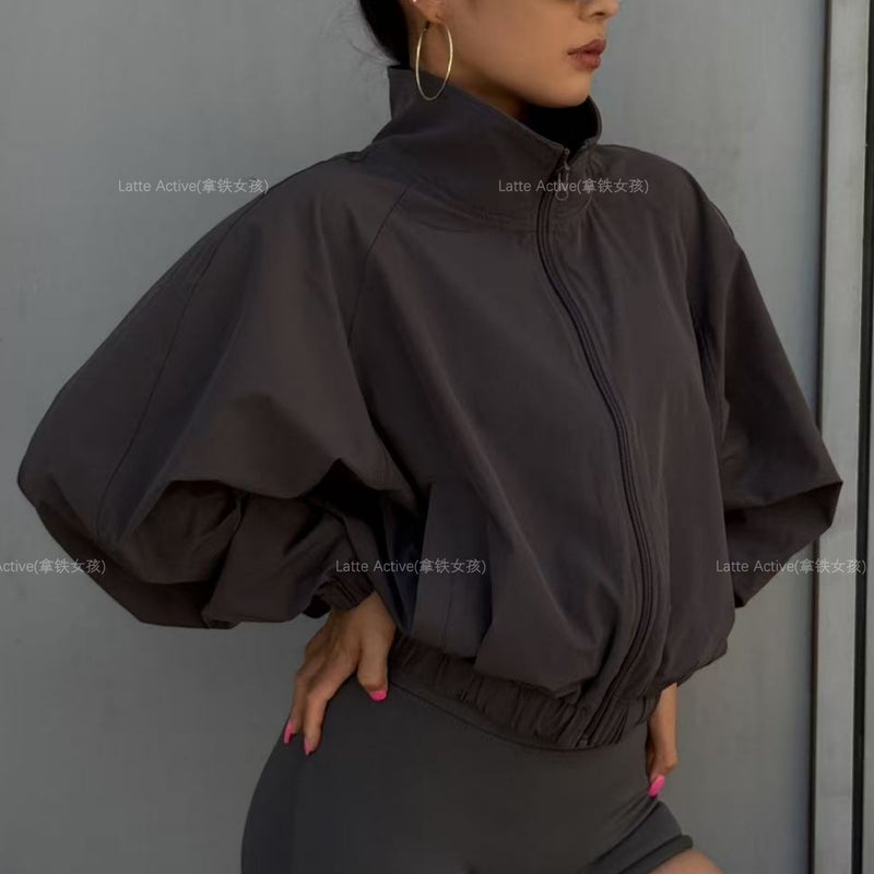 Women's Loose Fit Zip-up Crop Jacket - Image 3