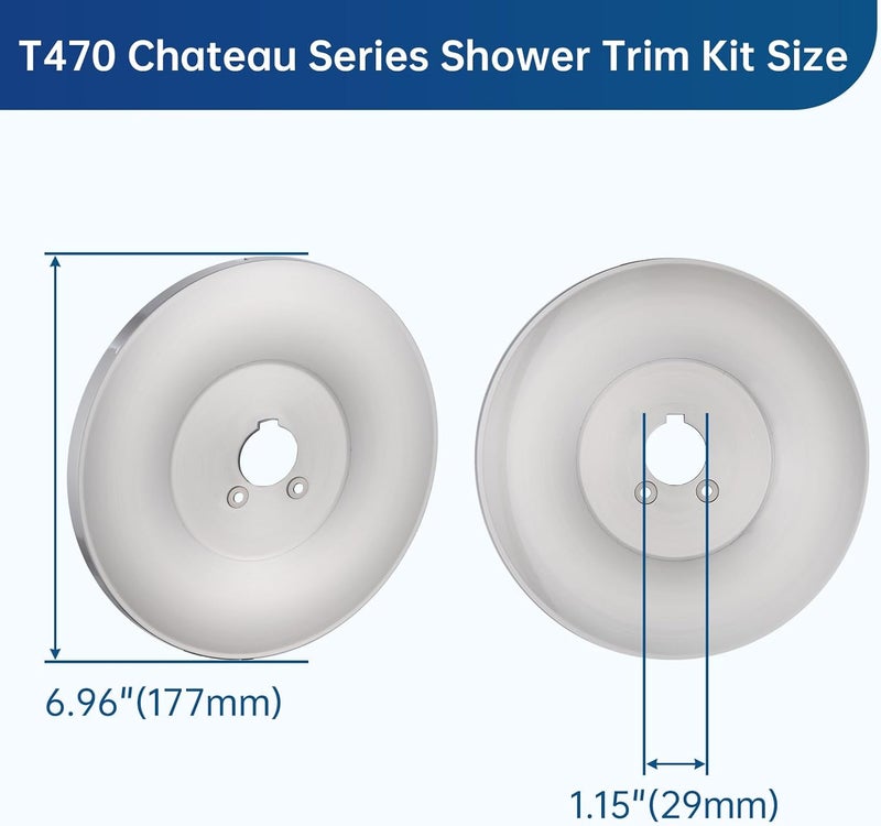 gcbcrit Replacement for Moen T470 Chateau Shower Trim, Shower Valve Trim for Single-Handle Shower Valves, Compatible with Chateau Series (Brushed Nickel) - Image 5