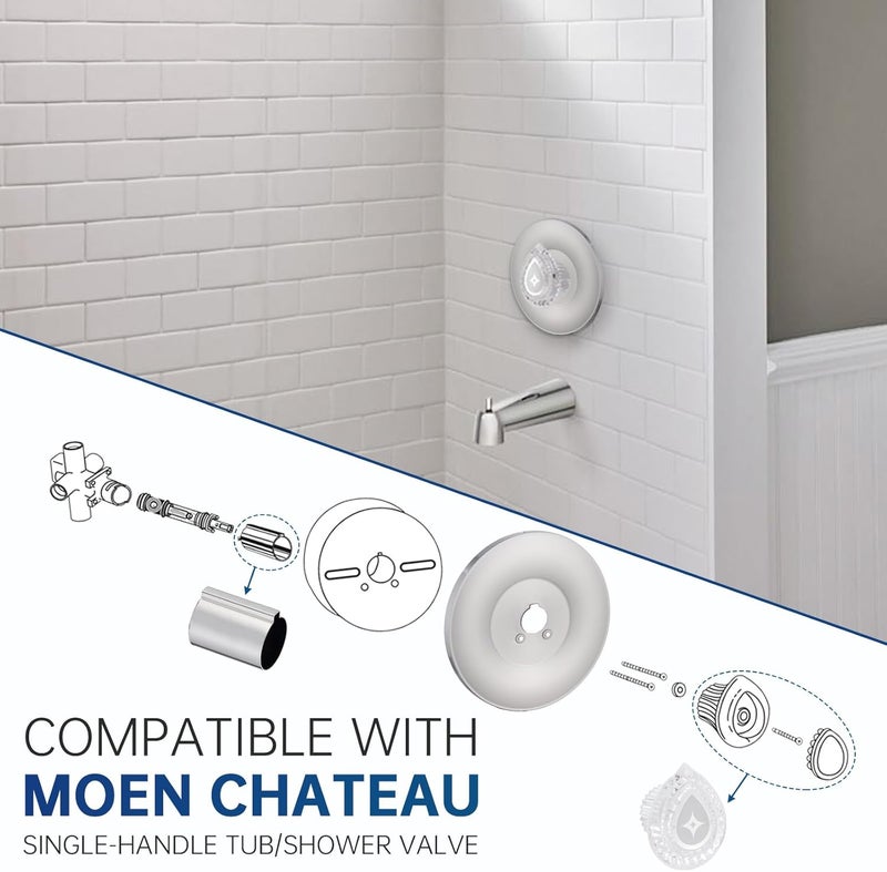 gcbcrit Replacement for Moen T470 Chateau Shower Trim, Shower Valve Trim for Single-Handle Shower Valves, Compatible with Chateau Series (Brushed Nickel) - Image 3