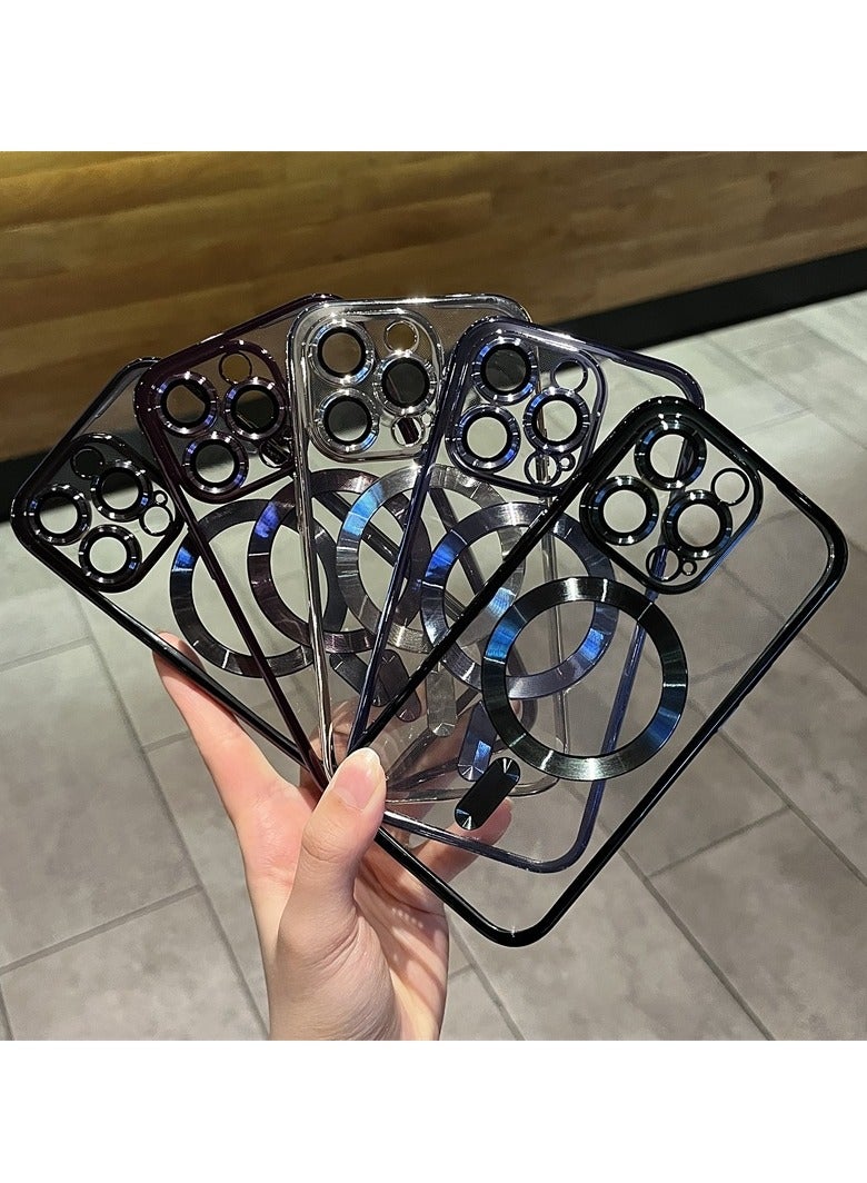 AROAQ Magnetic Case For iphone, Shockproof iPhone Bumper Cover, Plating For Magsafe Wireless Charge Case, Anti-scratch Mobile Protective Cover For iphone 15 Pro Max, 15 Plus, Pro, ( Navy ) - Image 4