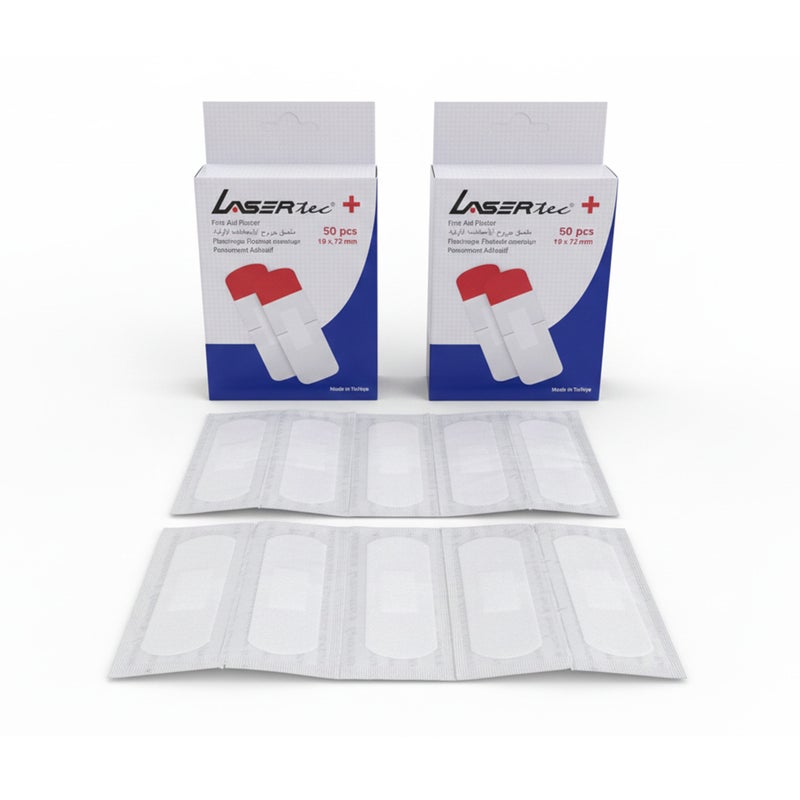 Lasertec PU Transparent Waterproof Adhesive Film Plasters – Breathable Protection, 50-Piece Box