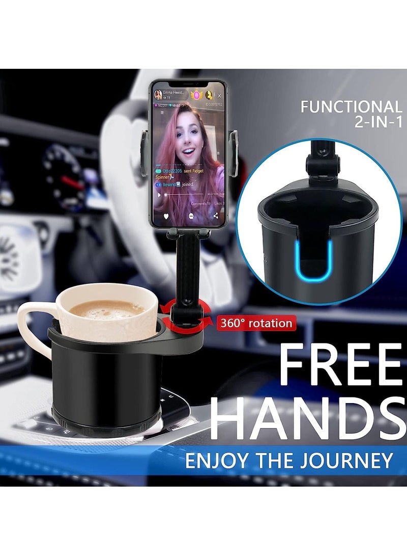 Arabest Cup Holder Phone Mount for Car Upgrade 2-in-1 360° Rotating Universal Adjustable Base Long Neck Car Cup Holder Cell Phone Holder Compatible with All 4-7 in Smartphones  - Image 3