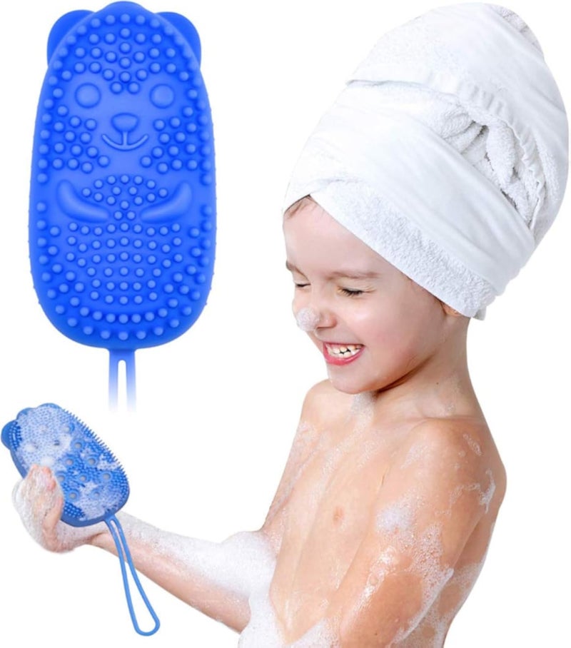 Bubble Bath Brush, Silicone Bath Body Brush,Body Brush Double Side Brush Quick Foaming Bubble,for Sensitive and all Kinds of Skin（Blue）