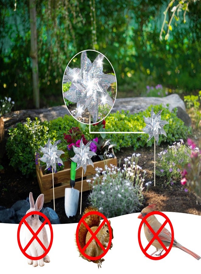 HOOSUN 10 Pack Reflective Pinwheels for Yard and Garden, Wind Spinners Outdoor Bird Scare Devices, Sparkly Windmills for Garden Decor Scare Birds Away Garden Wind Spinners for Outside Patio Garden - Image 3